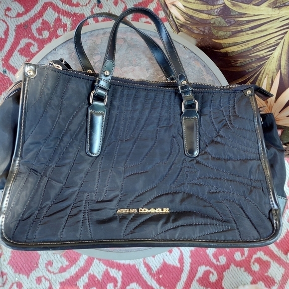 Vintage* Adolfo Dominguez Medium Black Quilted Handbag/Purse - Picture 1 of 16